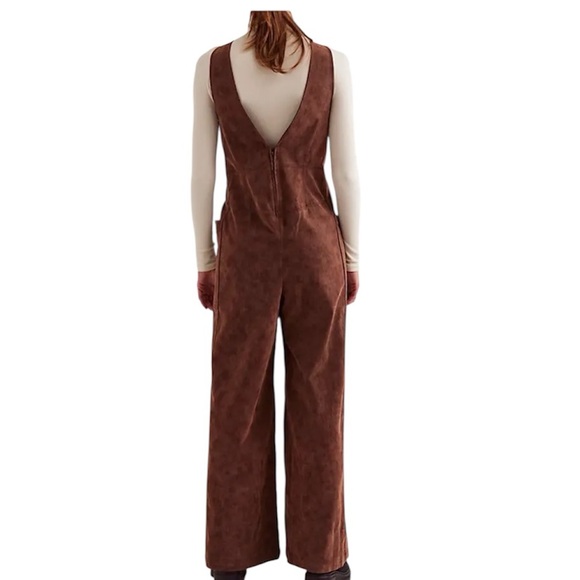 We The Free Nico Chocolate Brown Faux Suede Jumpsuit - Picture 14 of 14